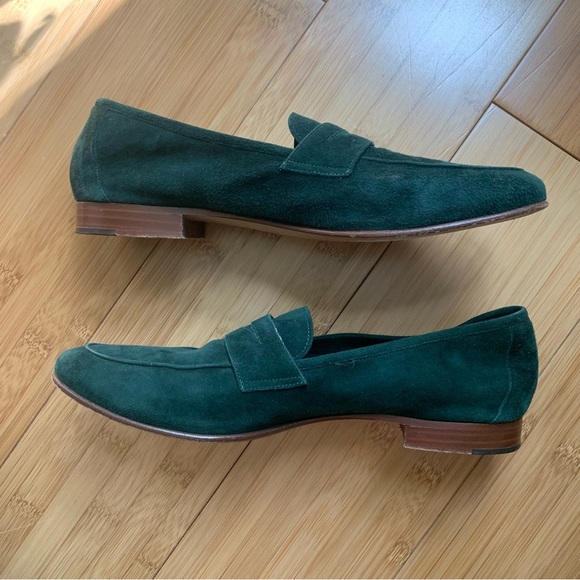 Mansur Gabvriel Classic Flat Loafer Suede Green - Picture 4 of 9